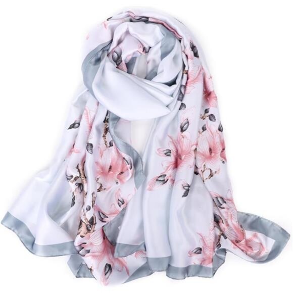 Silk Feeling Long Scarf Light Blue - Picture 1 of 7